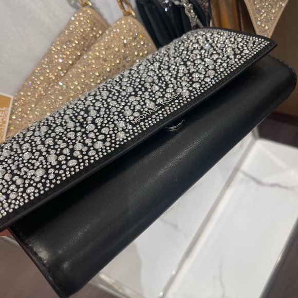 MICHAEL KORS Jet Set Medium Embellished Metallic Leather Clutch Crossbody
Black - Picture 5 of 16